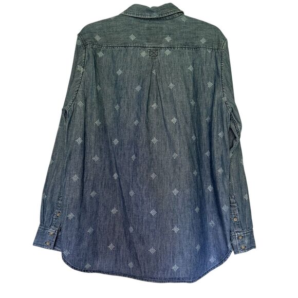AMERICAN EAGLE women's size XL chambray embroidered button denim top shirt - Picture 8 of 8